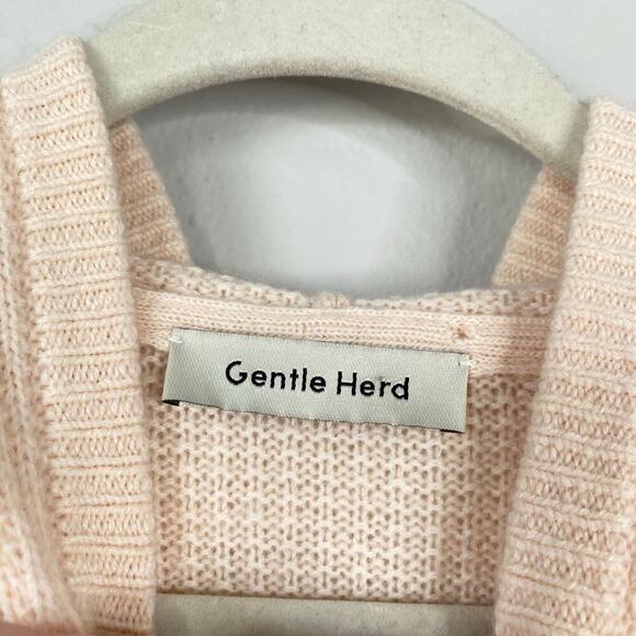 GENTLE HERD Cashmere Hoodie Sweater Waffle Knit Cream Peach Size Medium - Picture 5 of 8